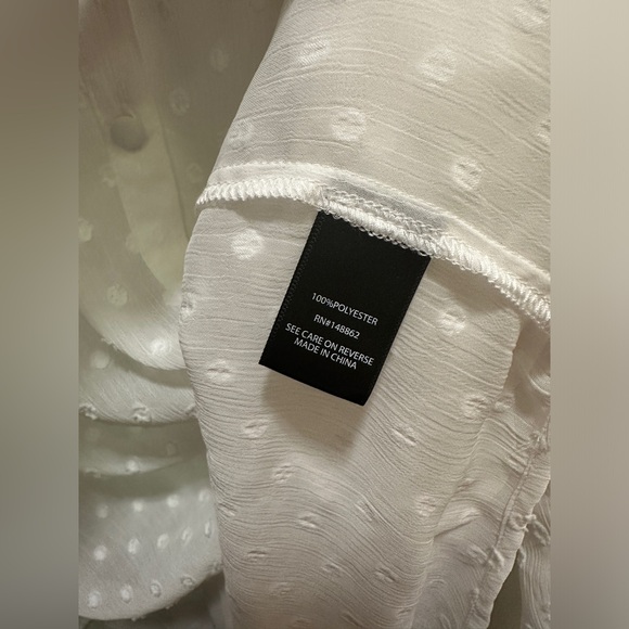 Madison - White Chiffon Clip Dot Button Front Blouse - Picture 12 of 13